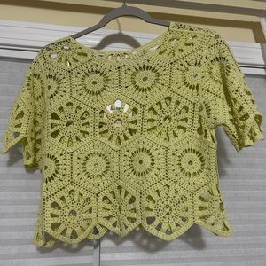 Crochet Crop Top short sleeve (Lime Green)